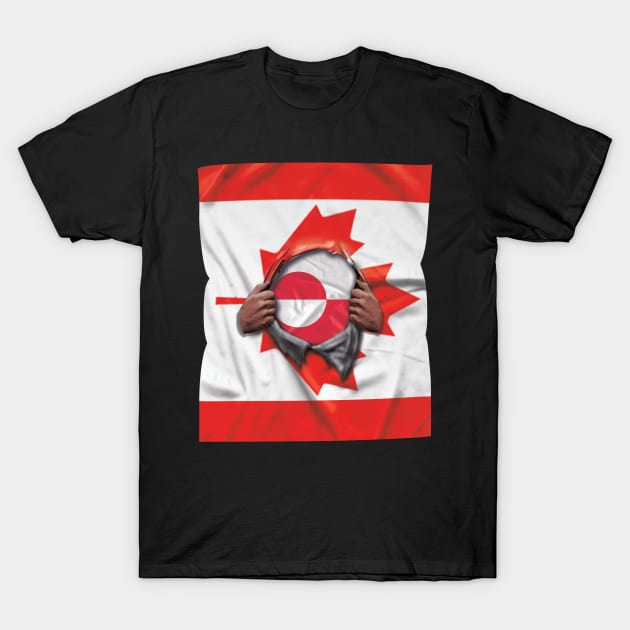 Greenland Flag Canadian Flag Ripped - Gift for Greenlandic From Greenland T-Shirt by Country Flags